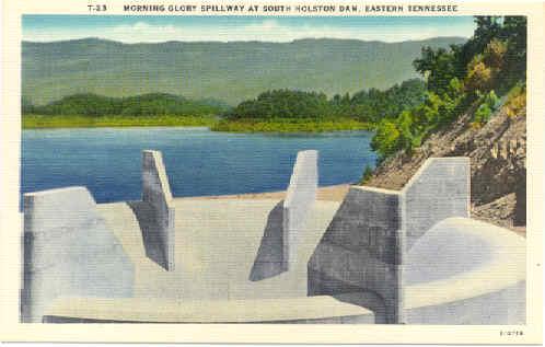 Morning Glory Spillway at South Holston Dam, Tennessee, TN, Linen