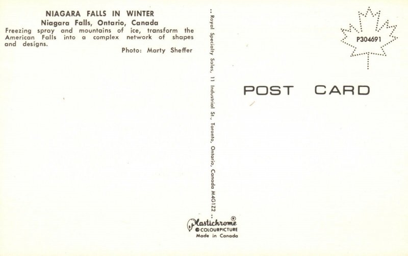 Vintage Postcard Niagara Falls In Winter Mountain Freezing Spray Ontario Canada