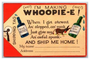 Comic Shipping Toe Tag Making Whoopie Drunk Limerick UNP DB Postcard S1