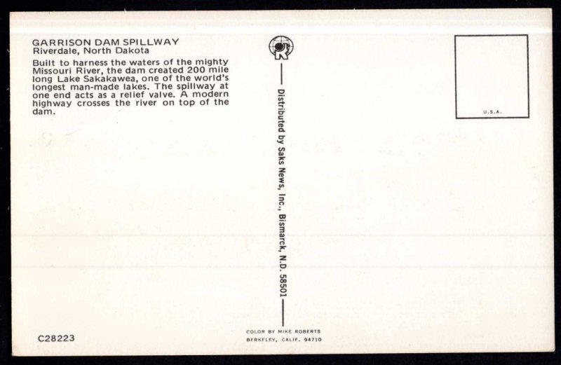 North Dakota RIVERDALE Garrison Dam Spillway Missouri River - Chrome