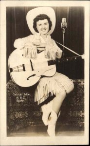 Country Western Music Woman Guitar Mic GEORGIA MAE Boston WBZ Radio RPPC