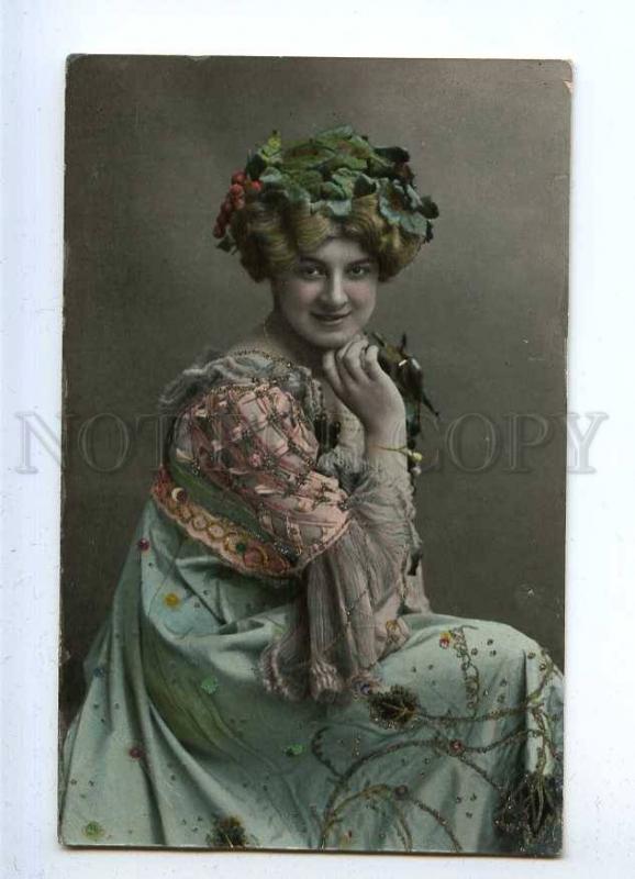 187044 Charming Woman NYMPH Vintage TINTED postcard