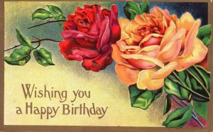 Vintage Postcard Wishing You A Happy Birthday Greetings Wishes Flower Bouquet