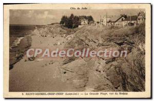 Postcard Old Saint Michel Chef Chef La Grande Plage View From Redois