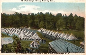Vintage Postcard Military Training Camp Headquarters Plattsburgh New York C.D.