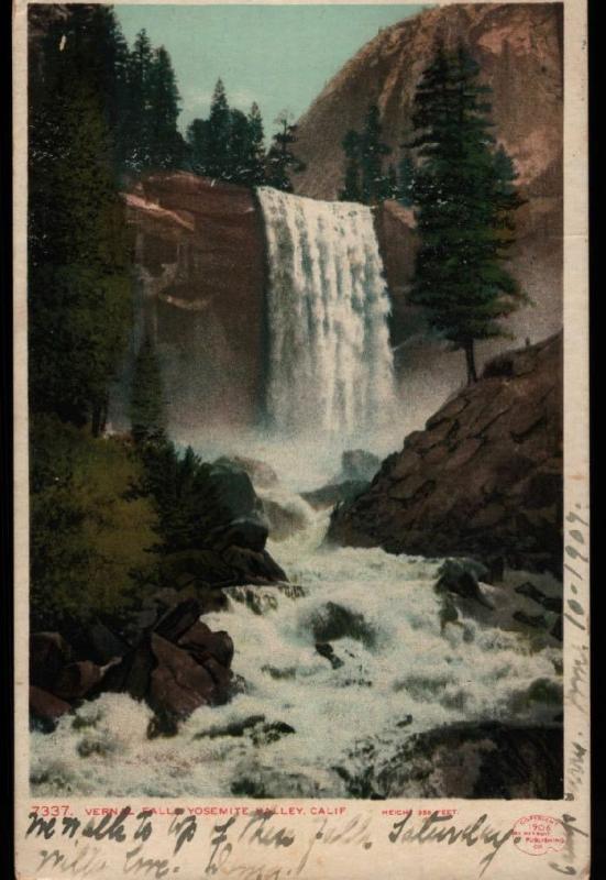 Merced CA to San Francisco Vernal Falls Yosemite Detroit Vintage Postcard B05