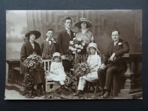 Wedding Portrait BRIDE & GROOM Old RP Postcard by Harrison of Nelson, Lancashire