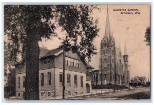 1928 Lutheran Church Exterior Building Jefferson Wisconsin WI Vintage Postcard 