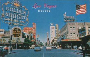 Postcard Las Vegas Nevada Casinos Vintage Cars Fremont Street