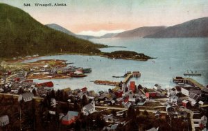Vintage Birds Eye View Wragell, Alaska Postcard P14 