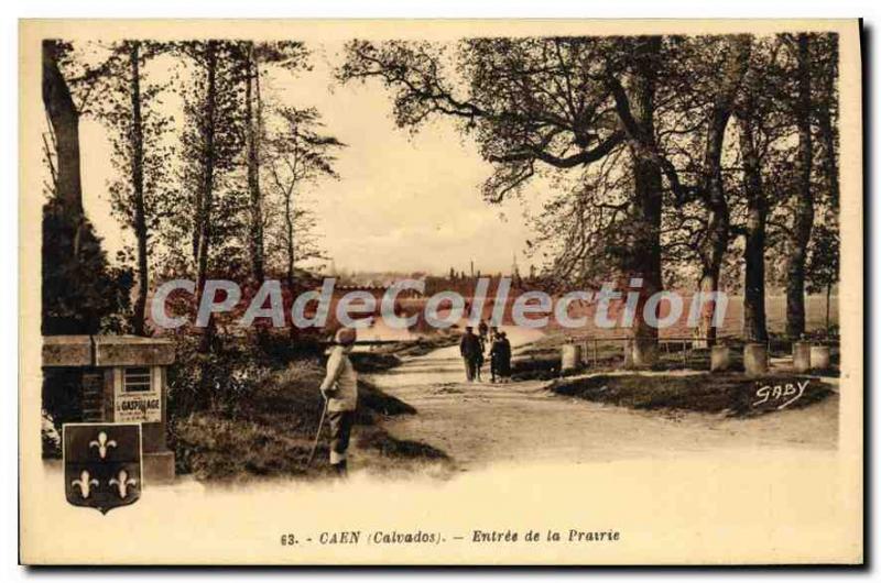 Old Postcard Caen Entree De La Prarrie