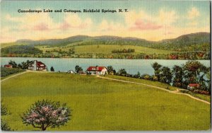 Canadarago Lake and Cottages, Richfield Springs NY Vintage Postcard F55