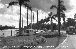 Delray Beach Florida Yacht Basin Real Photo Vintage Postcard KK296