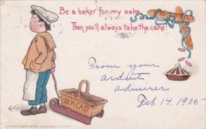 Valentine's Day Humour Young Boy Pulling Basket Of Bread 1905 Tucks