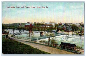 University Dam And Power House Bridge Scene Iowa City Iowa IA Antique Postcard