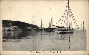 Port Jefferson Long Island New York NY Yacht Basin c1910 Vintage Postcard