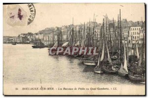 Postcard Old fishing boat Boulogne sur Mer fishing boats dock at Gambetta