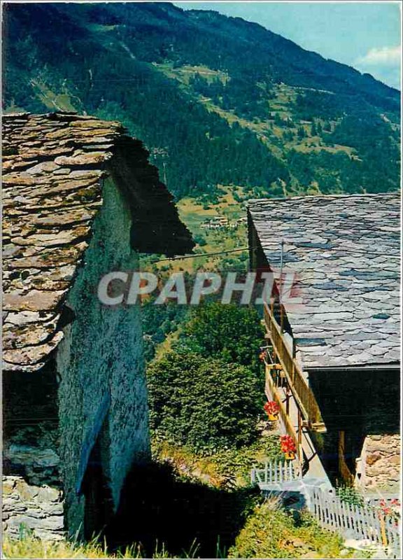 Modern Postcard Our Beautiful Alps Picturesque houses to toil covered with Lauze