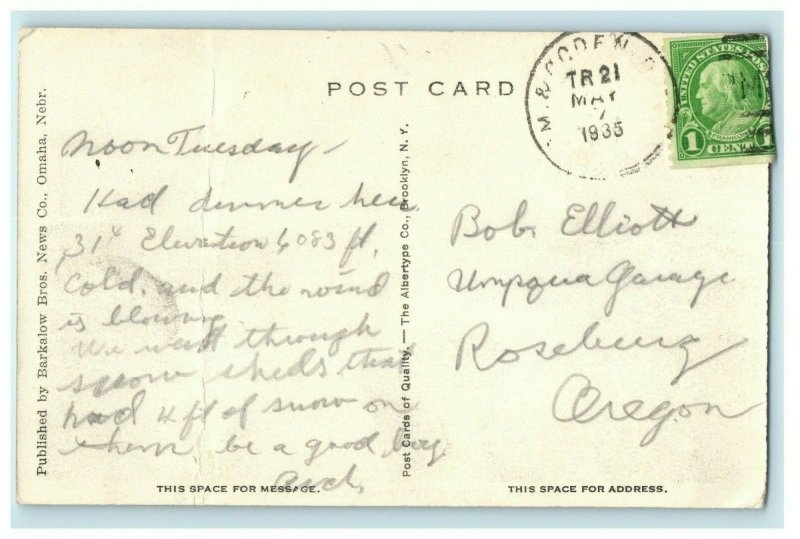 1935 Green River Wyoming WY From Castle Rock Posted Vintage Roseburg OR Postcard 
