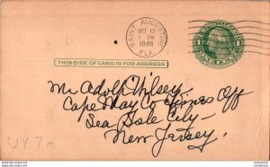 US Postal stationery 1c Saint Augustine 1948 to New Jersey