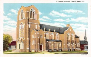Pekin, IL Illinois  ST JOHN'S LUTHERAN CHURCH  Tazewell County ca1940's Postcard
