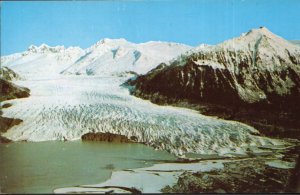 Alaska JUNEAU Mendenhall Glacier flowing 100 miles through mountains - Chrome