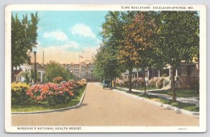 State View~Elms Boulevard @ Excelsior Springs Missouri~Vintage Postcard