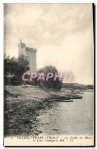 Old Postcard Villeneuve Avignon The Banks of the Rhone and Tour Philippe le Bel