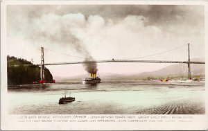 Vancouver BC Lions Gate Bridge Ships Boats Unused Gowen Sutton RPPC Postcard G22