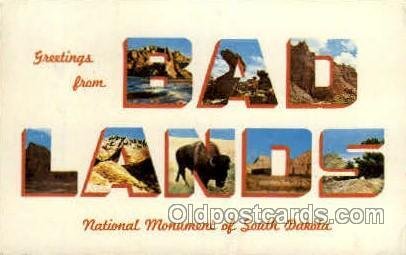 Bad Lands, South Dakota, USA Large Letter USA Town 1966 