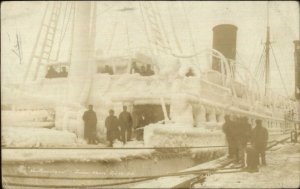 Juneau AK Steamer Ship Northwestern in Ice 1916 Real Photo Postcard