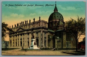 Postcard Montreal Quebec c1910s St. James Cathedral and Bourget Monument