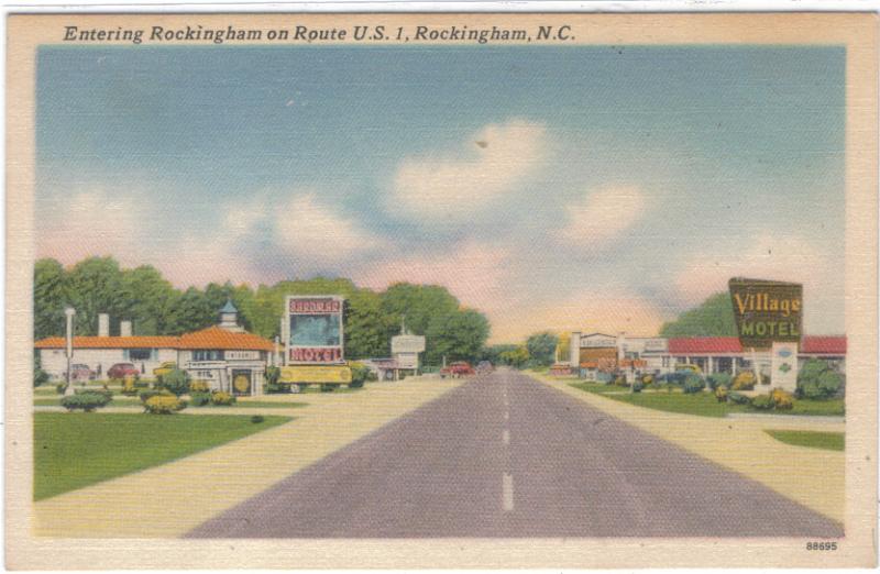 North Carolina- Rockingham - Entering Town on U.S.1 - Motels