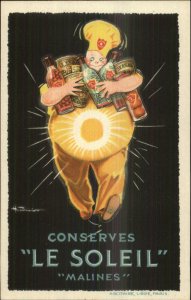 Poster Art Deco CONSERVES LE SOLEIL MALINES Fat Chef Food Products Postcard