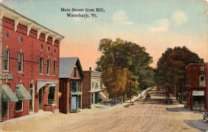 Waterbury Vermont Main Street From Hill Central Market Vintage Postcard U3429