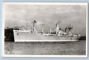 Netherlands Postcard SS Waterman Steamship Port Sea 1945 Vintage RPPC Photo