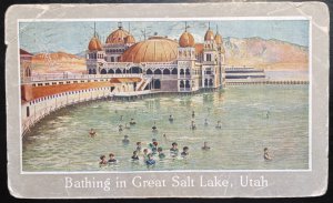 Vintage Postcard 1908 Bathing in Great Salt Lake, Utah