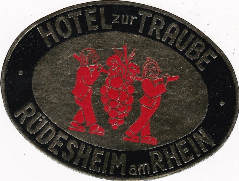 Germany Ruedesheim am Rhein Hotel Zur Traube Vintage Luggage Label sk2874