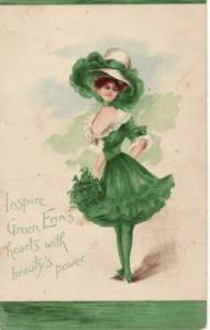 ST PATRICK'S DAY   PRETTY LADY  L&E postcard 2259