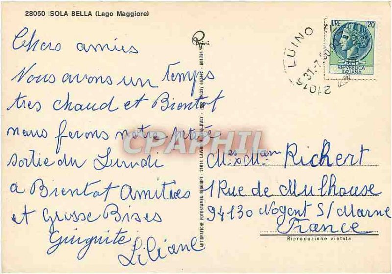 Modern Postcard Isola Bella (Lago Maggiore)