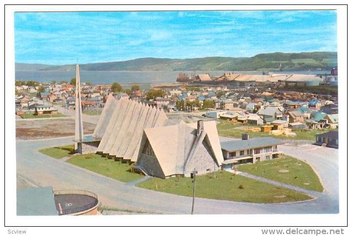 Aerial view,  St-Mark Church,  Bagotville,  Quebec,  Canada,  40-60s