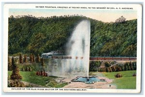 c1920's Geyser Fountain Erected At Round Knob In Memory Col. AS Andrews Postcard