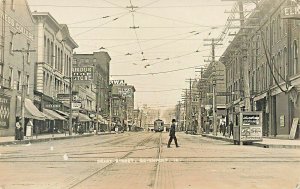 Davenport IA Popcorn Wagon on Corner Trolley 5¢ Cigars Real Photo Postcard