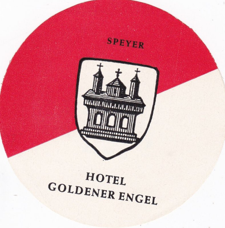 Germany Speyer Hotel Goldener Engel Vintage Luggage Label sk2062