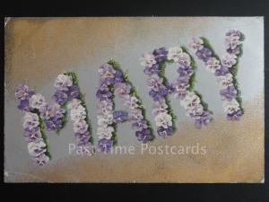 Greeting Name Card MARY to Miss Ettie Mary Brown, 97 Oswald Road, Southall c1906