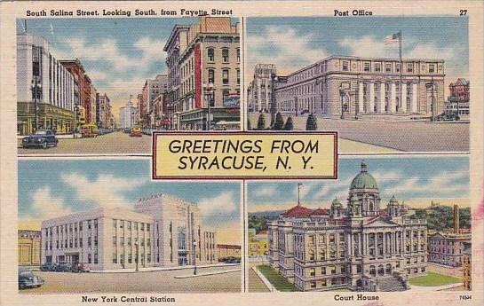 New York Syracuse Greetings From Syracuse Multiples 1945