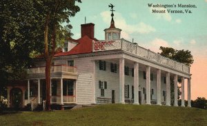 Vintage Postcard 1920's Washington's Mansion Mount Vernon Virginia VA