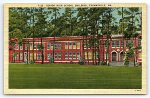 1940s THOMASVILLE GA SENIOR HIGH SCHOOL BUILDING LINEN UNPOSTED POSTCARD P4204
