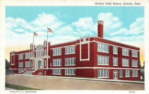 GUTHRIE, Oklahoma OK  GUTHRIE HIGH SCHOOL  Logan County  c1940's Linen Postcard