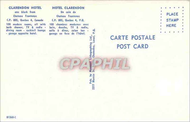 Old Postcard A corner of Clarendon Hotel Chateau Frontenac